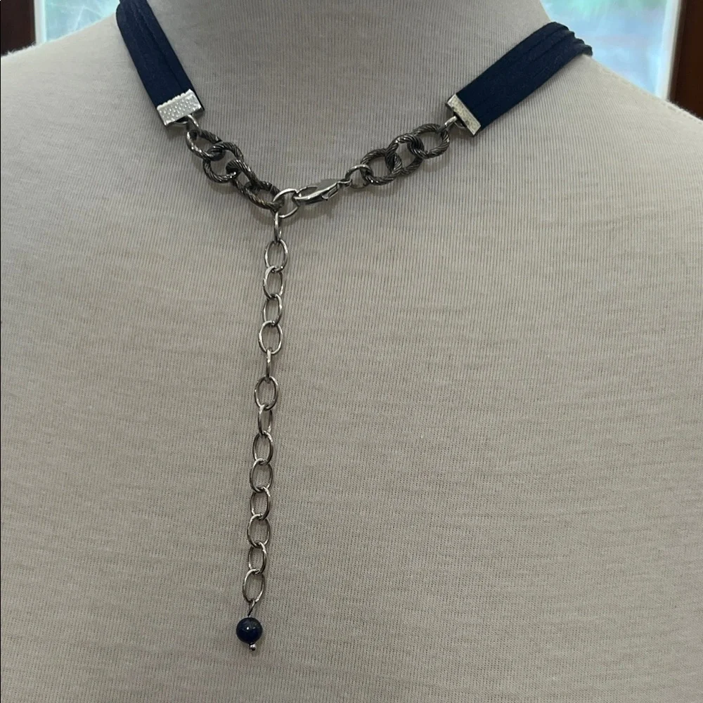Vintage Blue and Silver Beaded Necklace